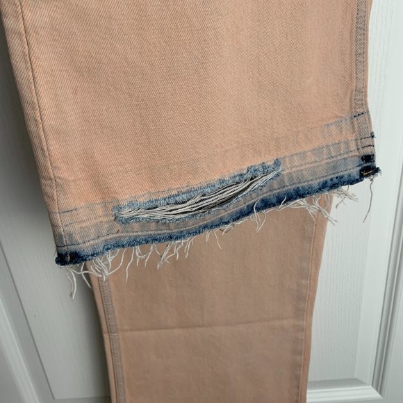 Zara Raw Hem Flare Pink Blue Acid Wash Mid Rise Jeans Denim Y2K 90s Size 6 - Picture 3 of 14
